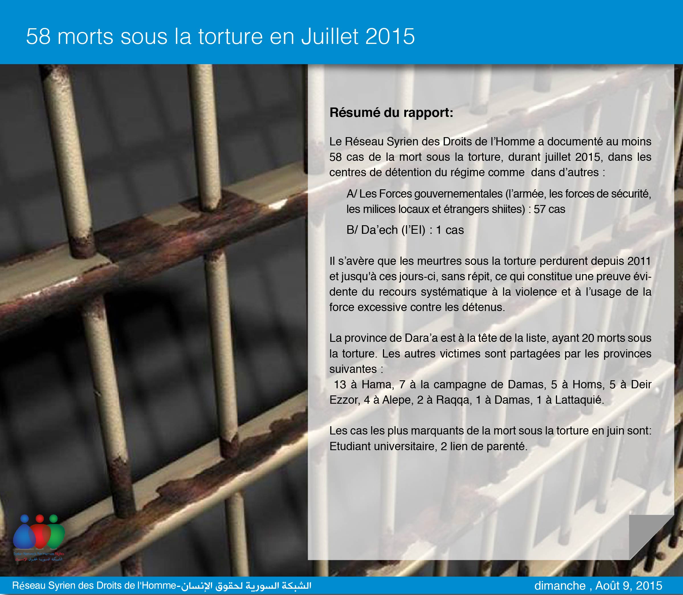 58 morts sous la torture en Juillet 2015