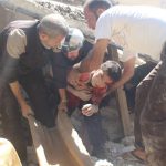 طفل جريح بقصف النظام لبلدة عين ترما بريف دمشق 8 9 2017