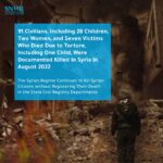 91 Civilians, Including 28 Children, Two Women, and Seven Victims Who Died Due to Torture, Including One Child, Were Documented Killed in Syria in August 2022